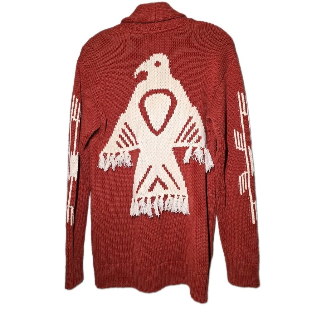 Idyllwind Cardigan Sweater Womens Small Terracota Red Thurnderbird Shawl Collar